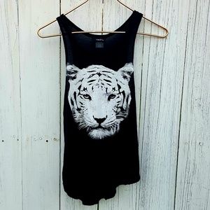 Crew Neck White Tiger Tank Top
